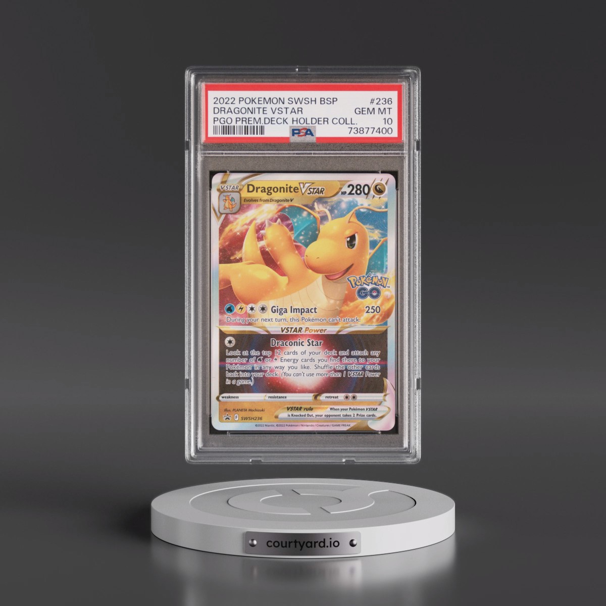 2022 Pokémon Swsh Black Star Promo #236 Dragonite Vstar - Pokemon Go Premier Deck Holder Collection (PSA 10 GEM MINT)