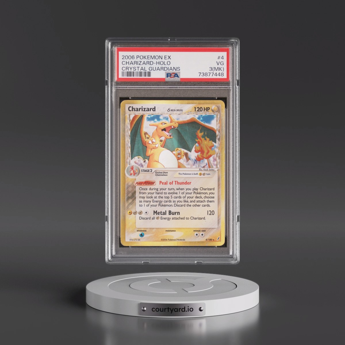 2006 Pokémon EX Crystal Guardians #4 Charizard - Holo (PSA 3 VG)