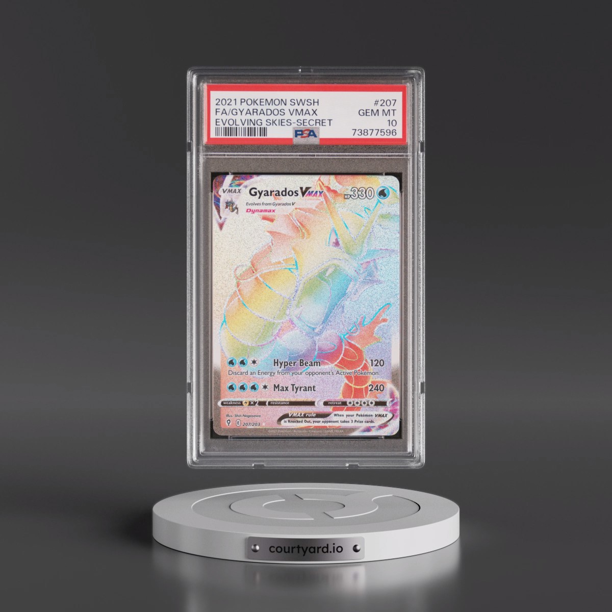 2021 Pokémon Sword & Shield Evolving Skies #207 Gyarados Vmax - Full Art Secret (PSA 10 GEM MINT)