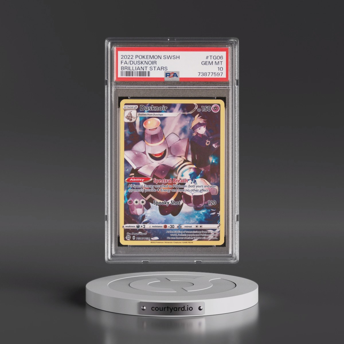 2022 Pokémon Sword & Shield Brilliant Stars #TG06 Dusknoir - Full Art (PSA 10 GEM MINT)