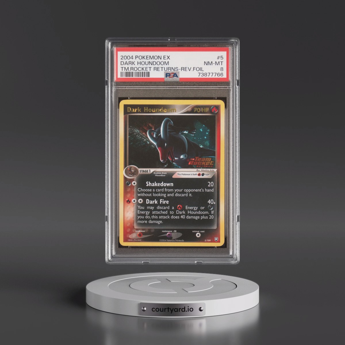 2004 Pokémon EX Team Rocket Returns #5 Dark Houndoom - Reverse Foil (PSA 8 NM-MT)