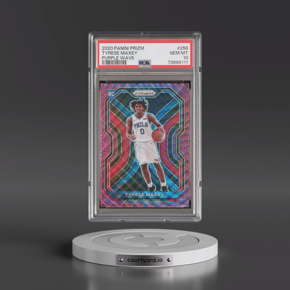 2020 Panini Prizm #256 Tyrese Maxey - Purple Wave (PSA 10 GEM MINT)