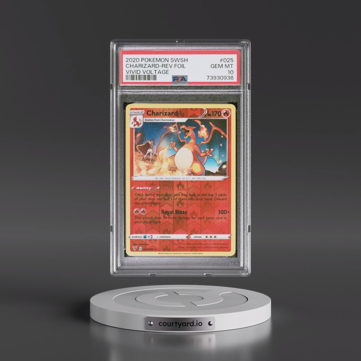 2020 Pokémon Sword & Shield Vivid Voltage #025 Charizard - Reverse Foil (PSA 10 GEM MINT)
