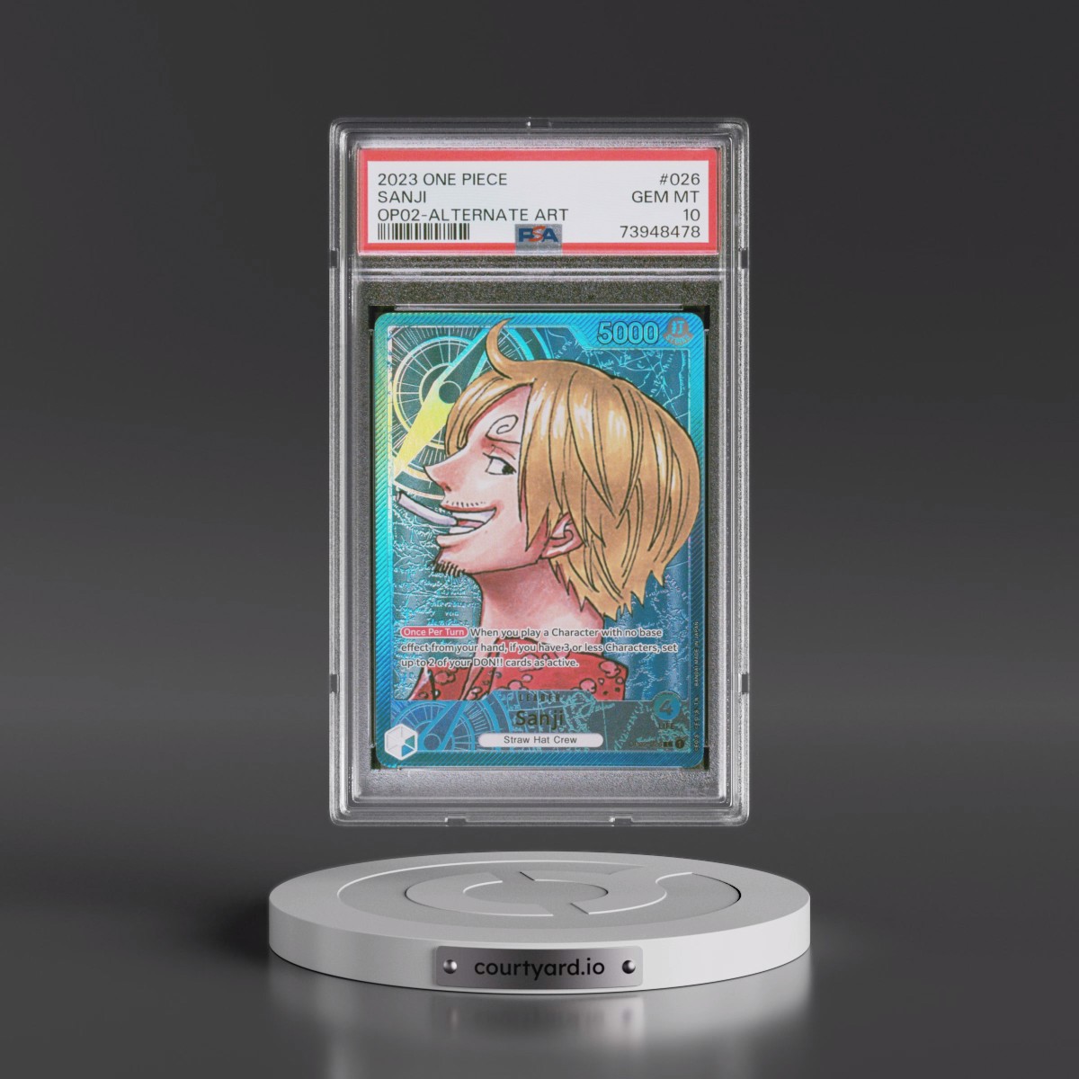 2023 One Piece OP02-Paramount War #026 Sanji - Alternate Art (PSA 10 GEM MINT)