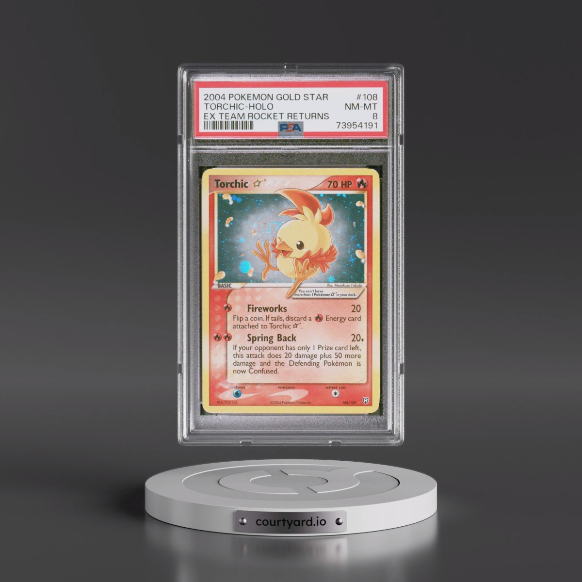 2004 Pokémon EX Team Rocket Returns #108 Torchic - Holo Gold Star (PSA 8 NM-MT)