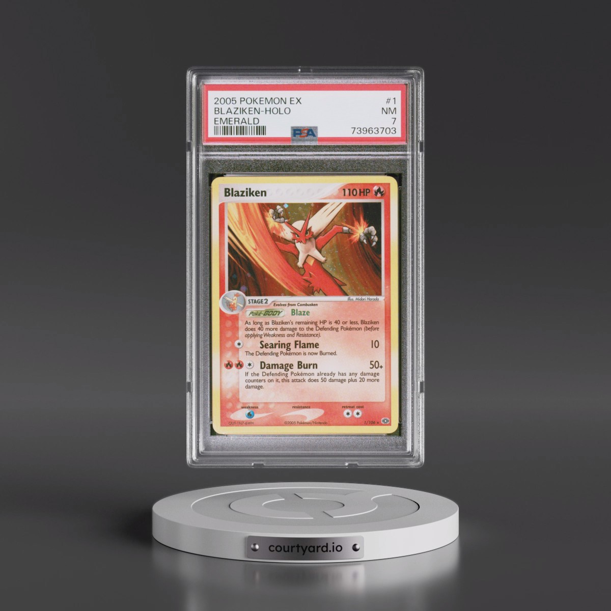 2005 Pokémon EX Emerald #1 Blaziken - Holo (PSA 7 NM)