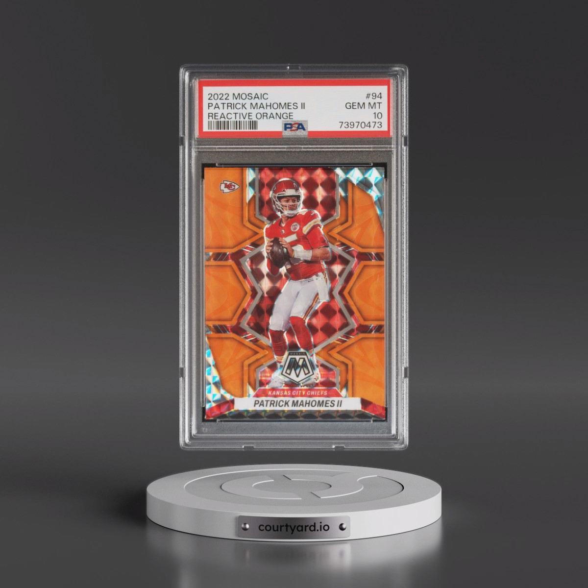 2022 Panini Mosaic #94 Patrick Mahomes II - Reactive Orange (PSA 10 GEM MINT)