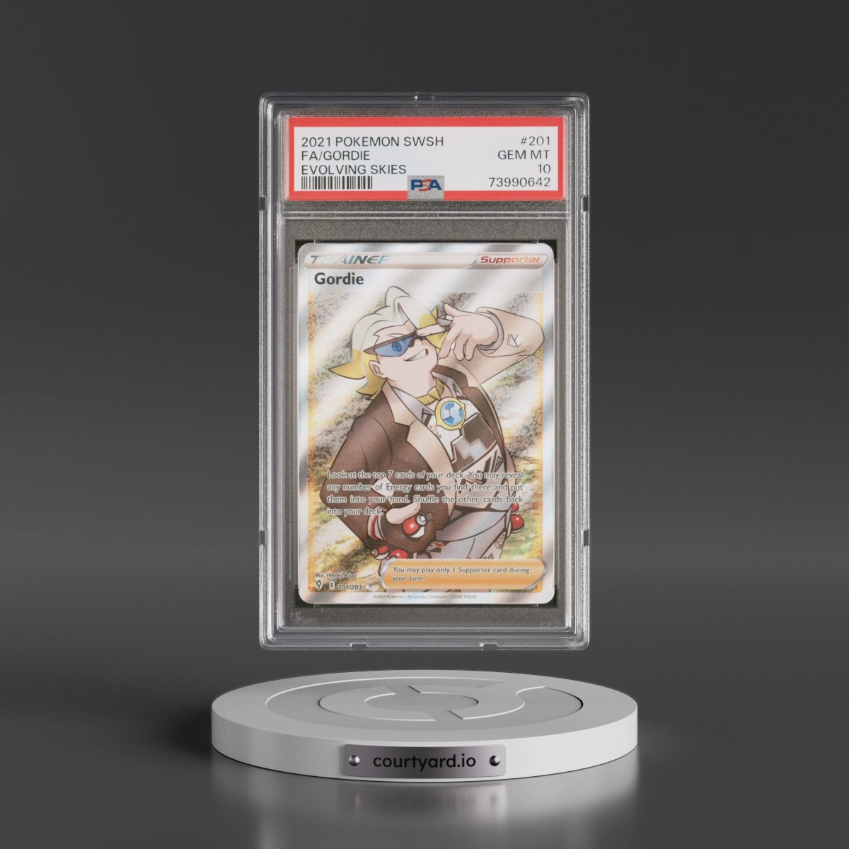 2021 Pokémon Sword & Shield Evolving Skies #201 Gordie - Full Art (PSA 10 GEM MINT)