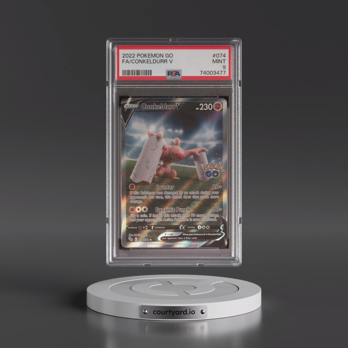 2022 Pokémon Go #074 Conkeldurr V - Holo Full Art (PSA 9 MINT)