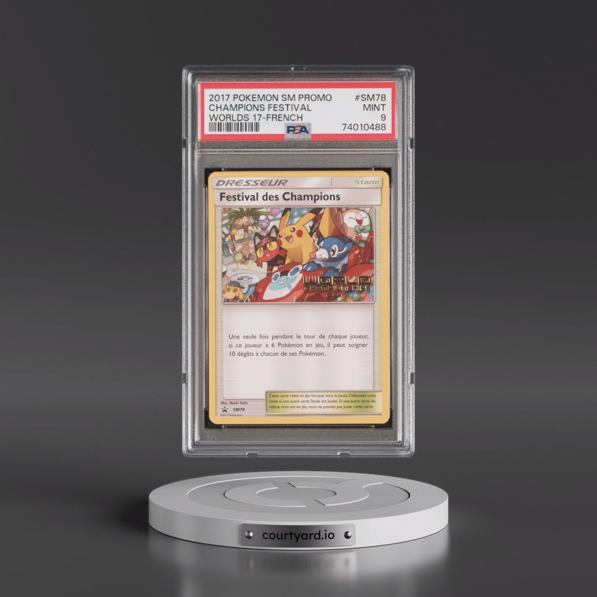 2017 Pokémon SM Black Star Promo #SM78 Champions Festival - Worlds 17 (PSA 9 MINT)