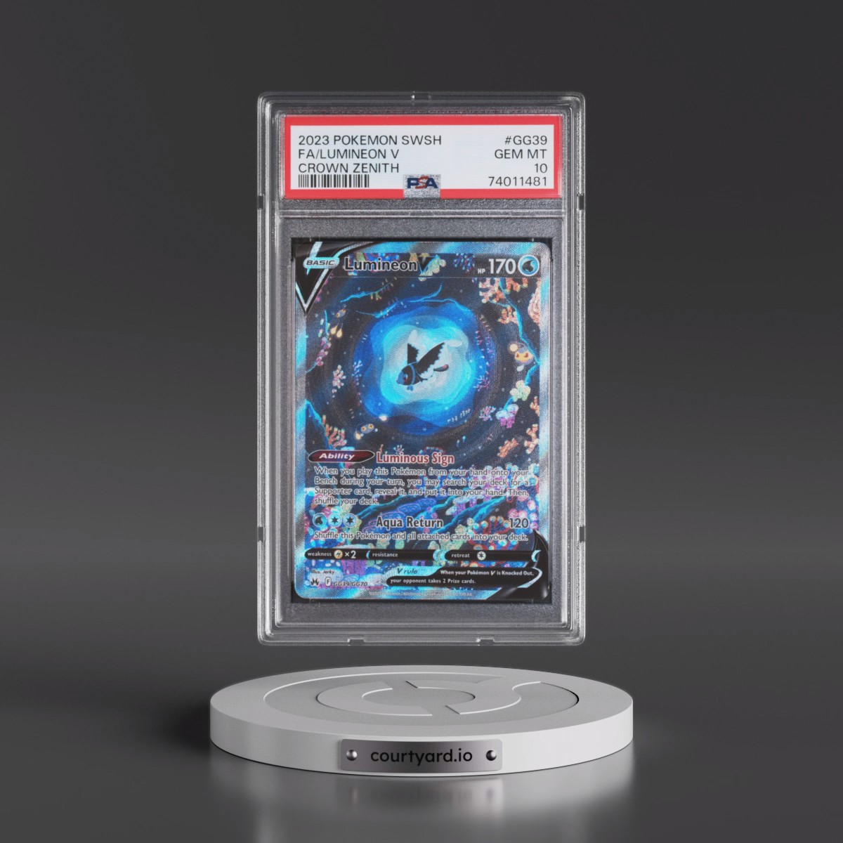 2023 Pokémon Sword and Shield Crown Zenith #GG39 Lumineon V - Holo Full Art (PSA 10 GEM MINT)