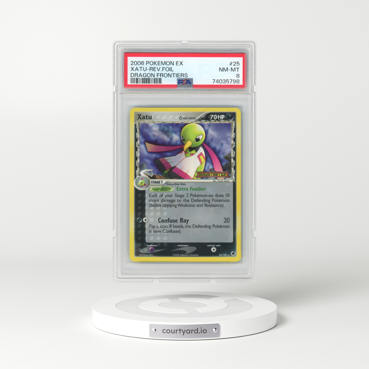 2006 Pokémon EX Dragon Frontiers #25 Xatu - Reverse Foil (PSA 8 NM-MT)