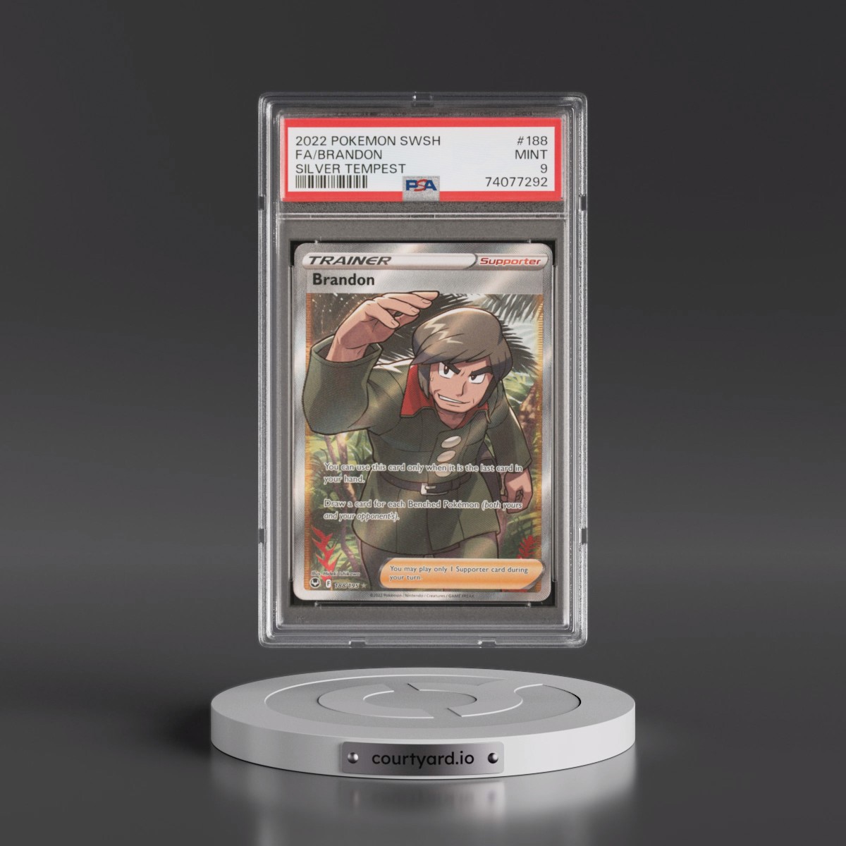 2022 Pokémon Sword & Shield Silver Tempest #188 Brandon - Full Art (PSA 9 MINT)