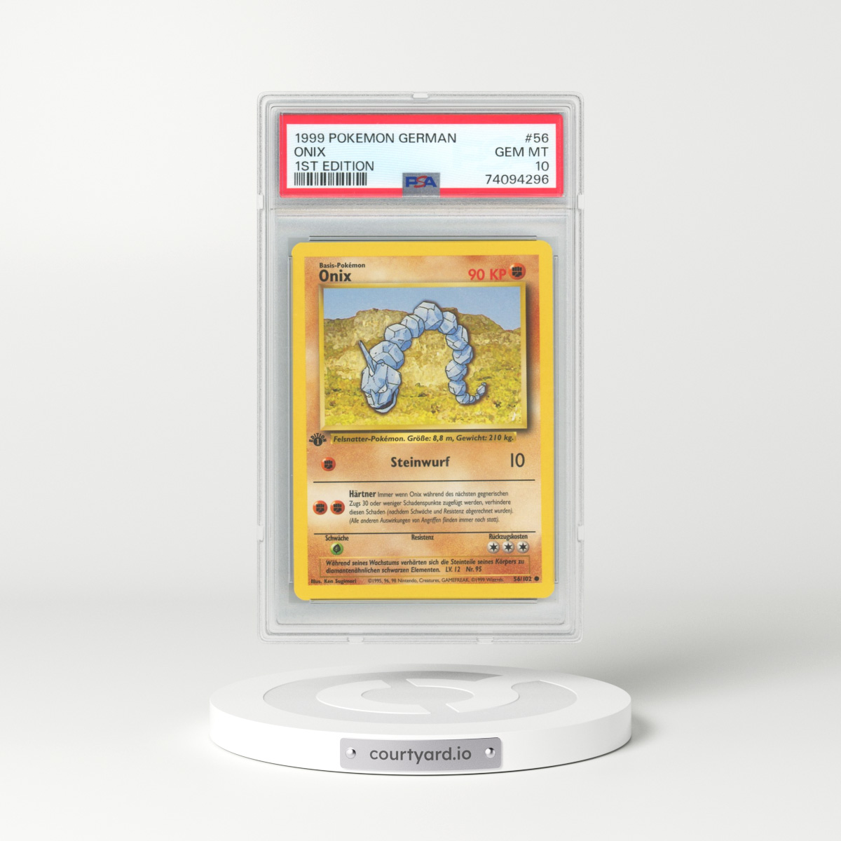 1999 Pokémon #56 Onix - 1st Edition (PSA 10 GEM MINT)