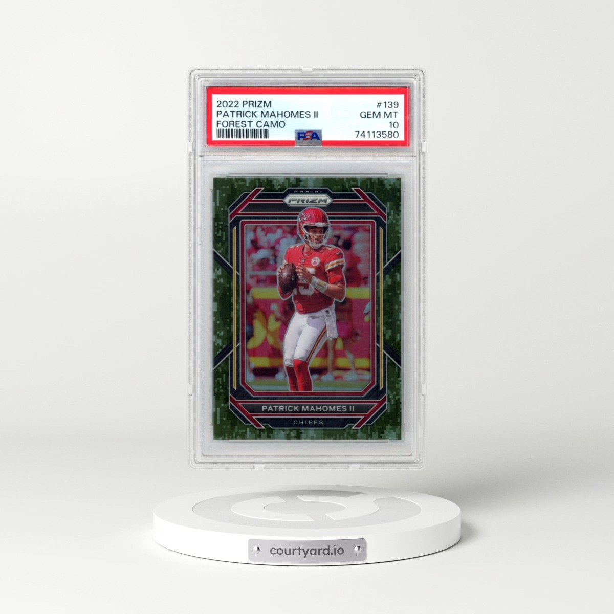 2022 Panini Prizm #139 Patrick Mahomes II - Forest Camo (PSA 10 GEM MINT)