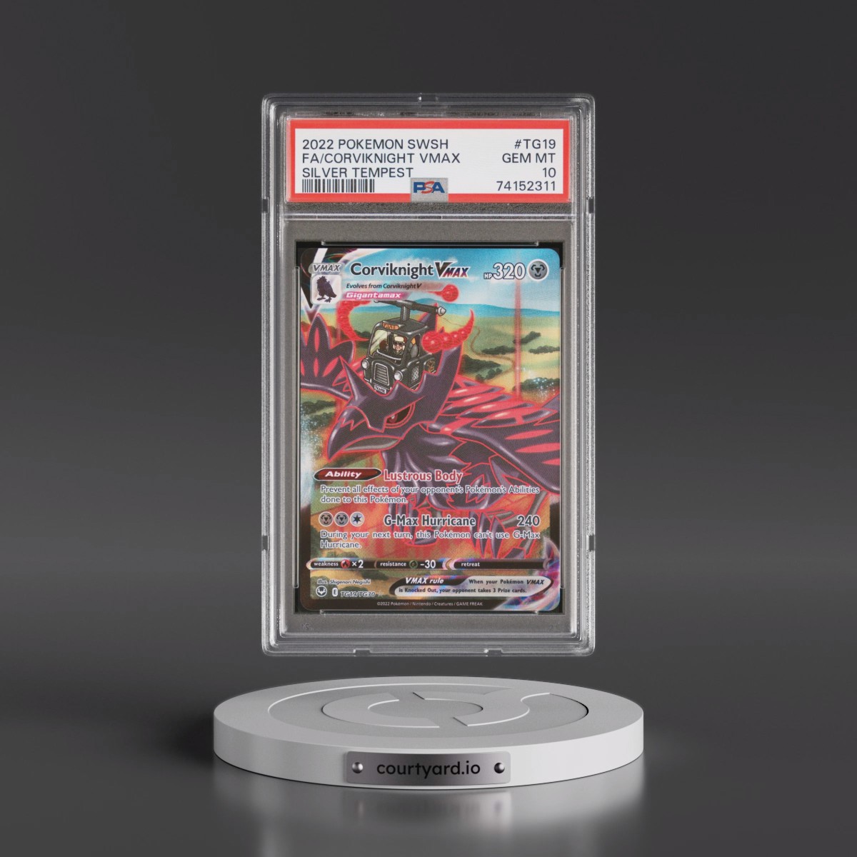 2022 Pokémon Sword & Shield Silver Tempest #TG19 Corviknight Vmax - Full Art (PSA 10 GEM MINT)