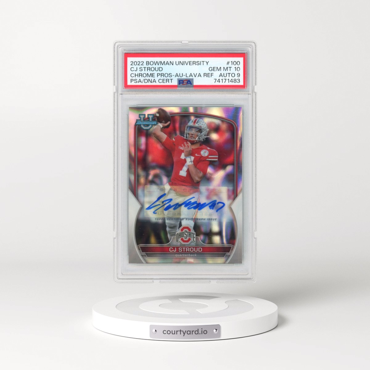 2022 Bowman University Chrome Prospects #100 CJ Stroud - Autograph-Lava Refractor (PSA 10 GEM MINT)