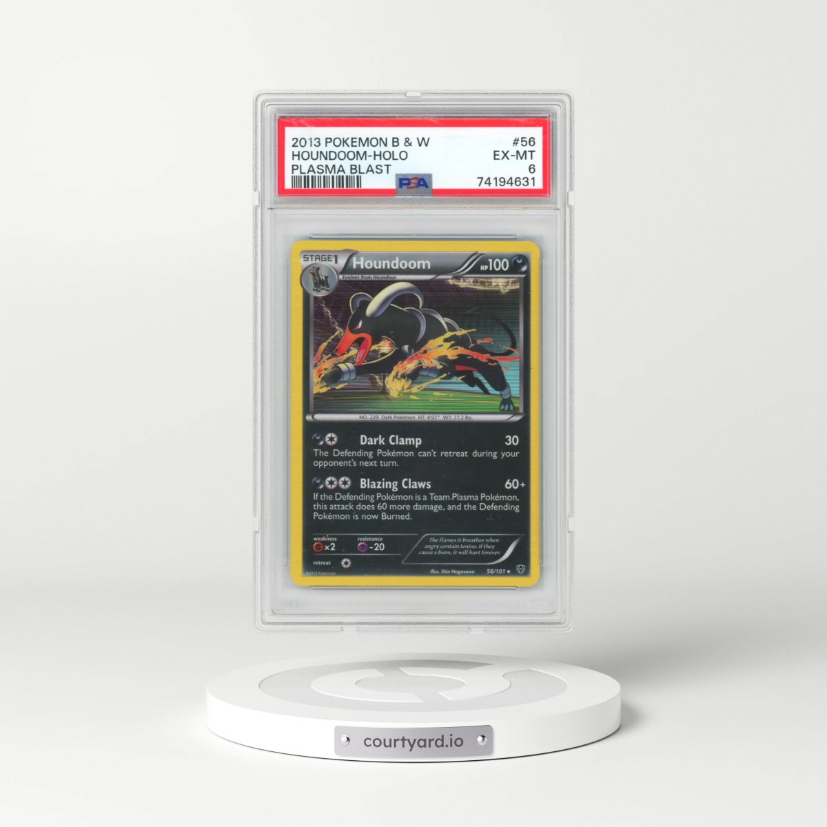 2013 Pokémon Black & White Plasma Blast #56 Houndoom - Holo (PSA 6 EX-MT)