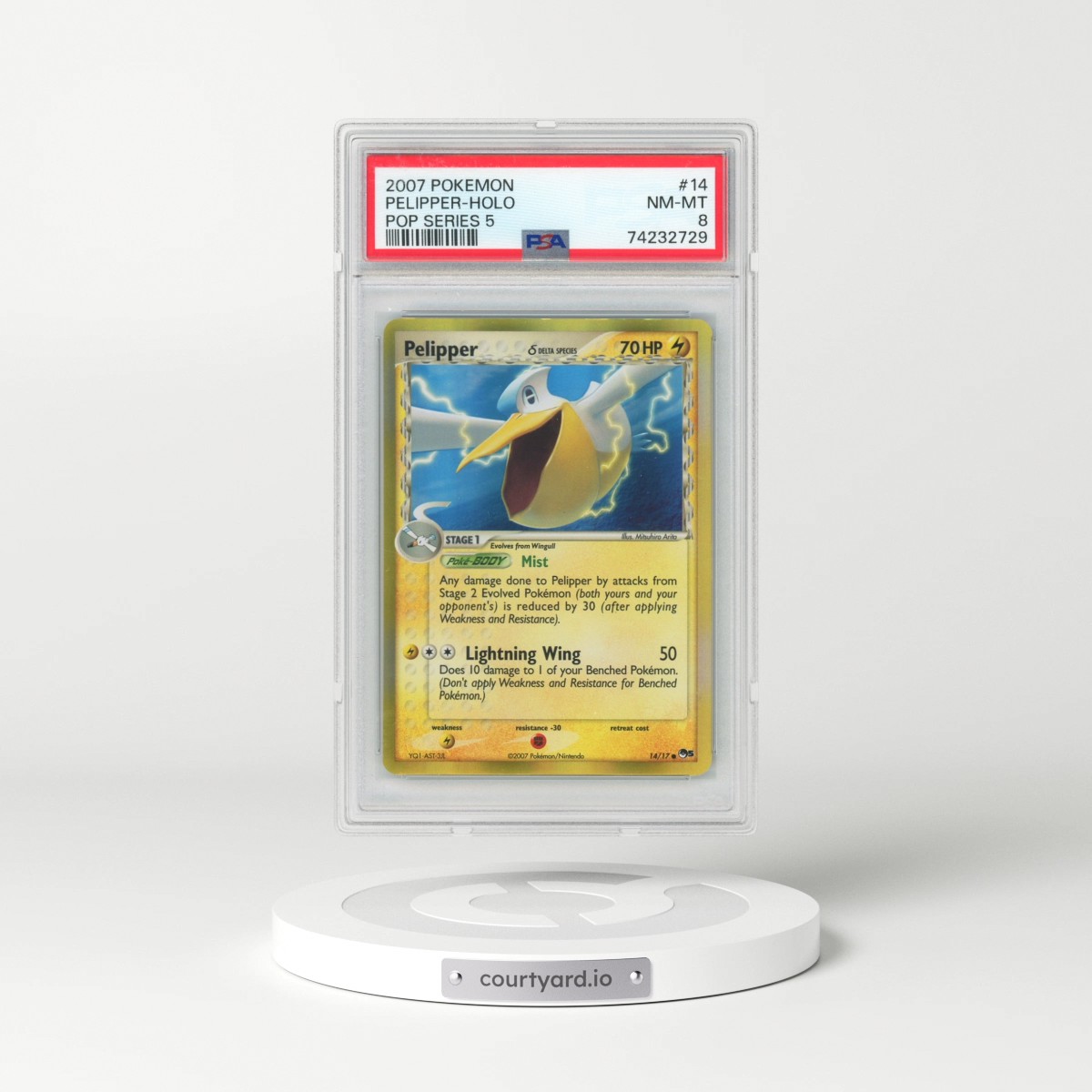 2007 Pokémon Pop Series 5 #14 Pelipper - Holo (PSA 8 NM-MT)