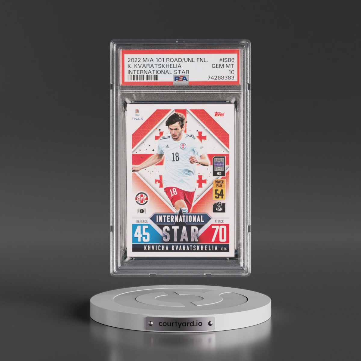 2022 Topps Match Attax 101 the Road to UEFA Nations League Finals International Star #IS86 Khvicha Kvaratskhelia (PSA 10 GEM MINT)