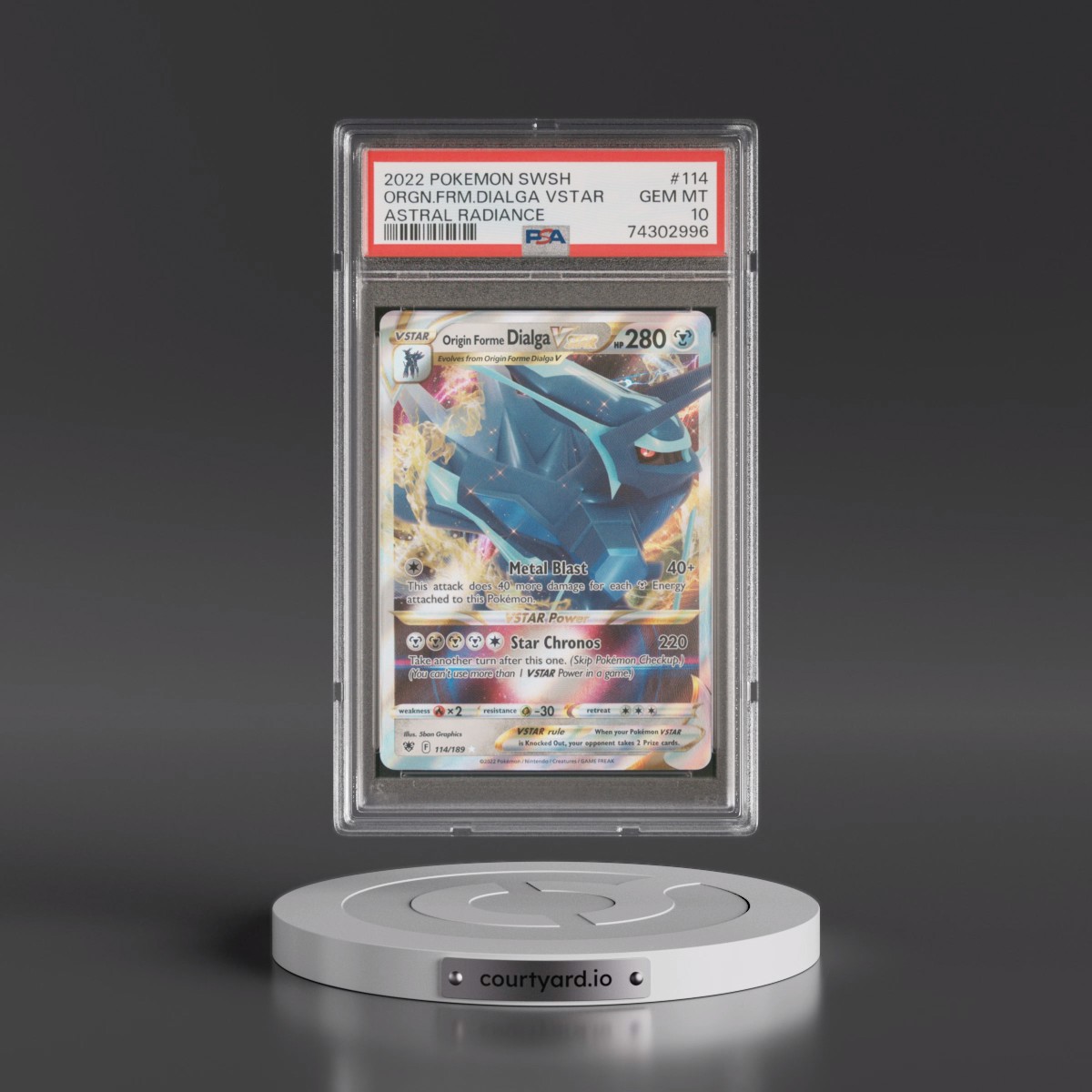 2022 Pokémon Sword & Shield Astral Radiance #114 Origin Forme Dialga Vstar (PSA 10 GEM MINT)