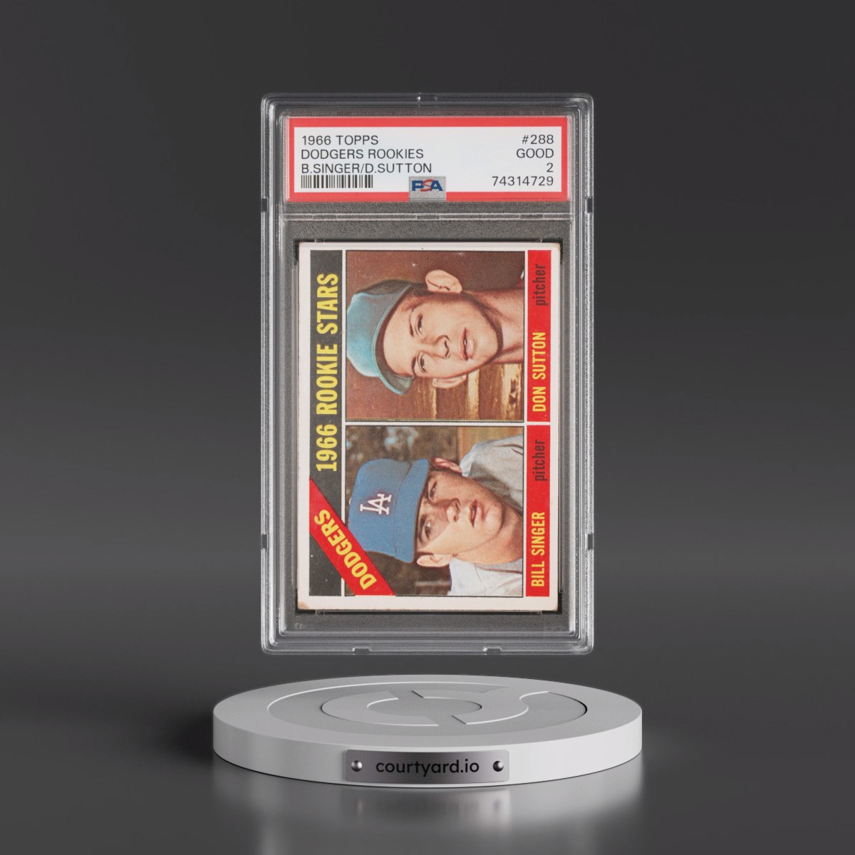 1966 Topps #288 Dodgers Rookies - B.Singer/D.Sutton (PSA 2 GOOD)