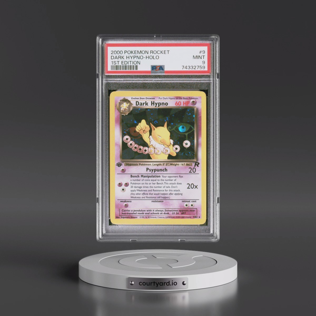 2000 Pokémon Rocket #9 Dark Hypno - 1st Edition Holo (PSA 9 MINT)