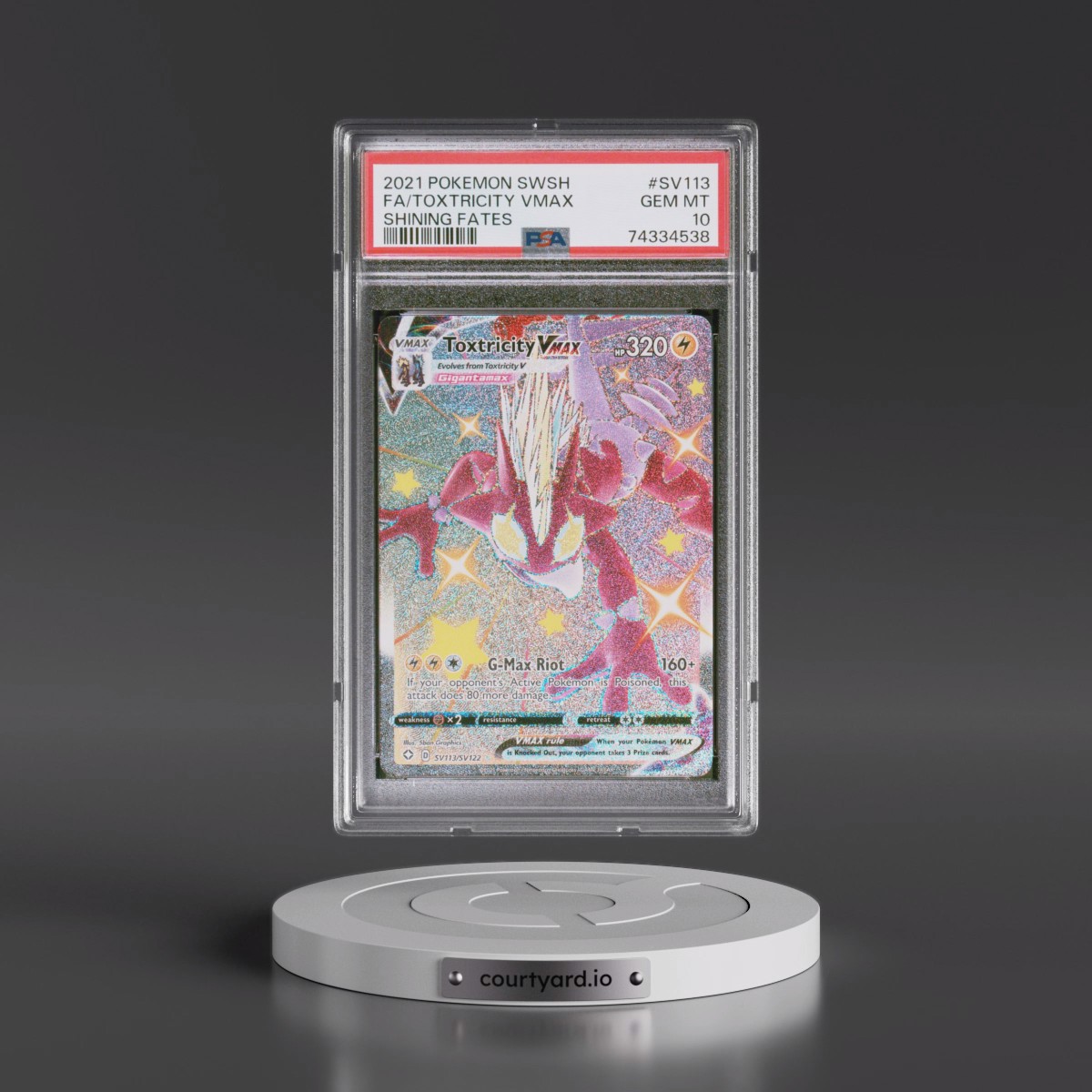 2021 Pokémon Sword & Shield Shining Fates #SV113 Toxtricity Vmax - Full Art (PSA 10 GEM MINT)