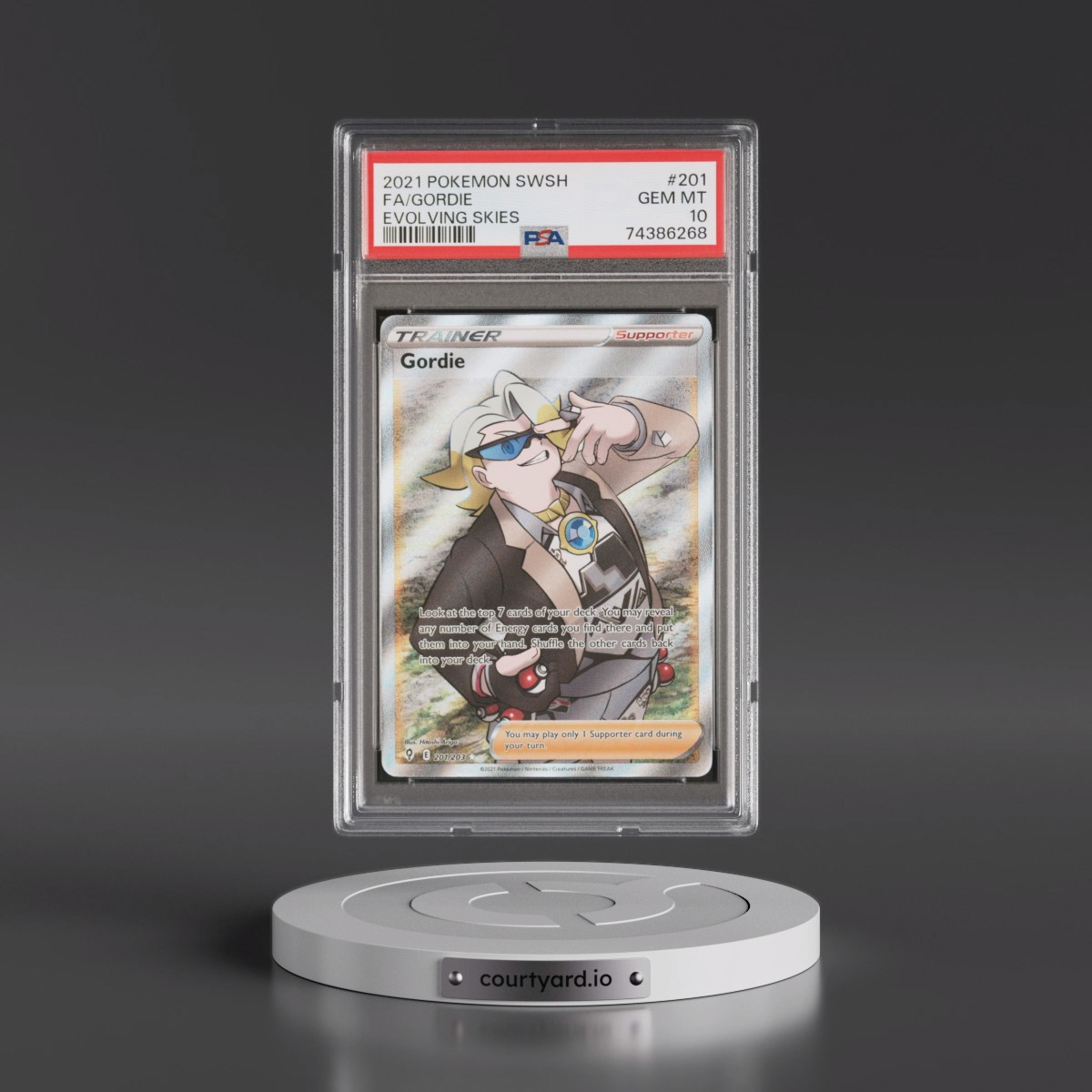 2021 Pokémon Sword & Shield Evolving Skies #201 Gordie - Full Art (PSA 10 GEM MINT)