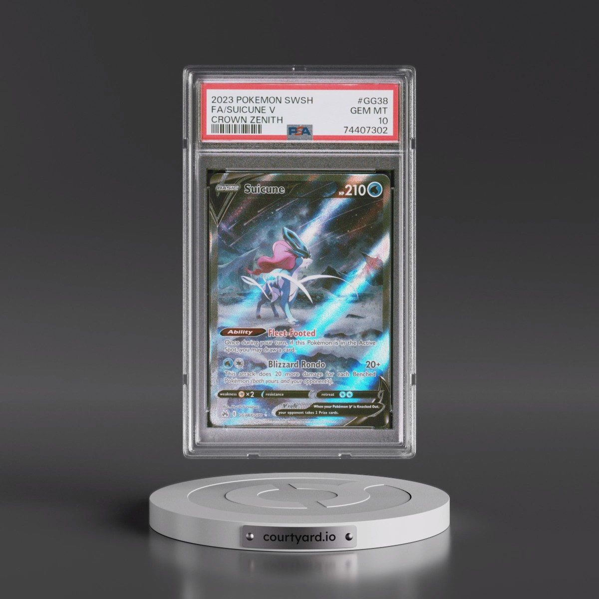 2023 Pokémon Sword and Shield Crown Zenith #GG38 Suicune V - Holo Full Art (PSA 10 GEM MINT)