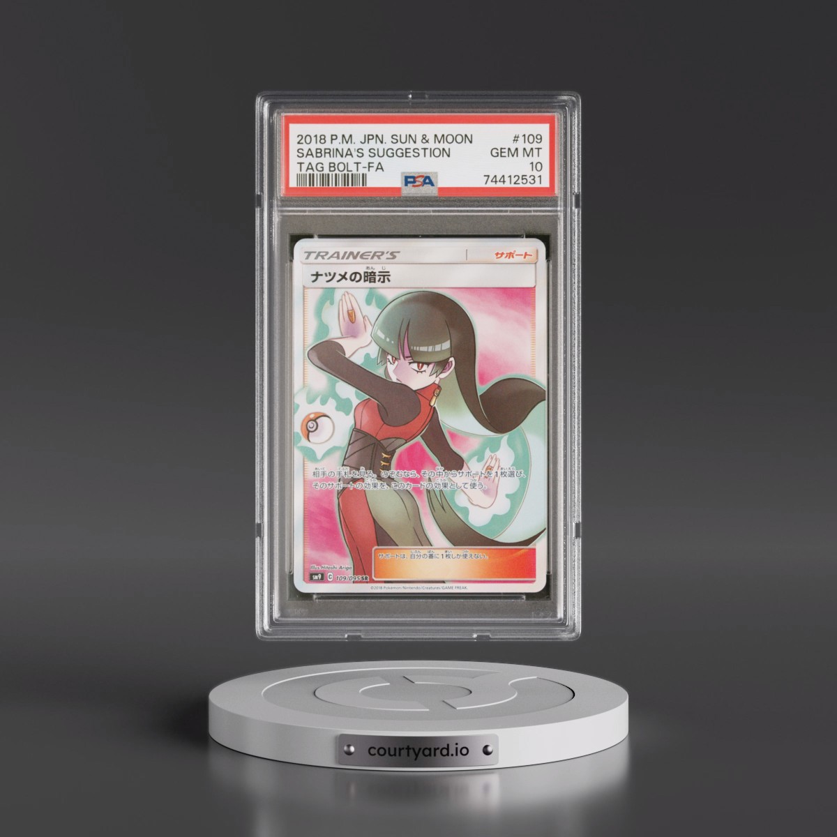 2018 Pokémon Sun & Moon Tag Bolt Sabrina's Suggestion - Full Art #109 PSA 10