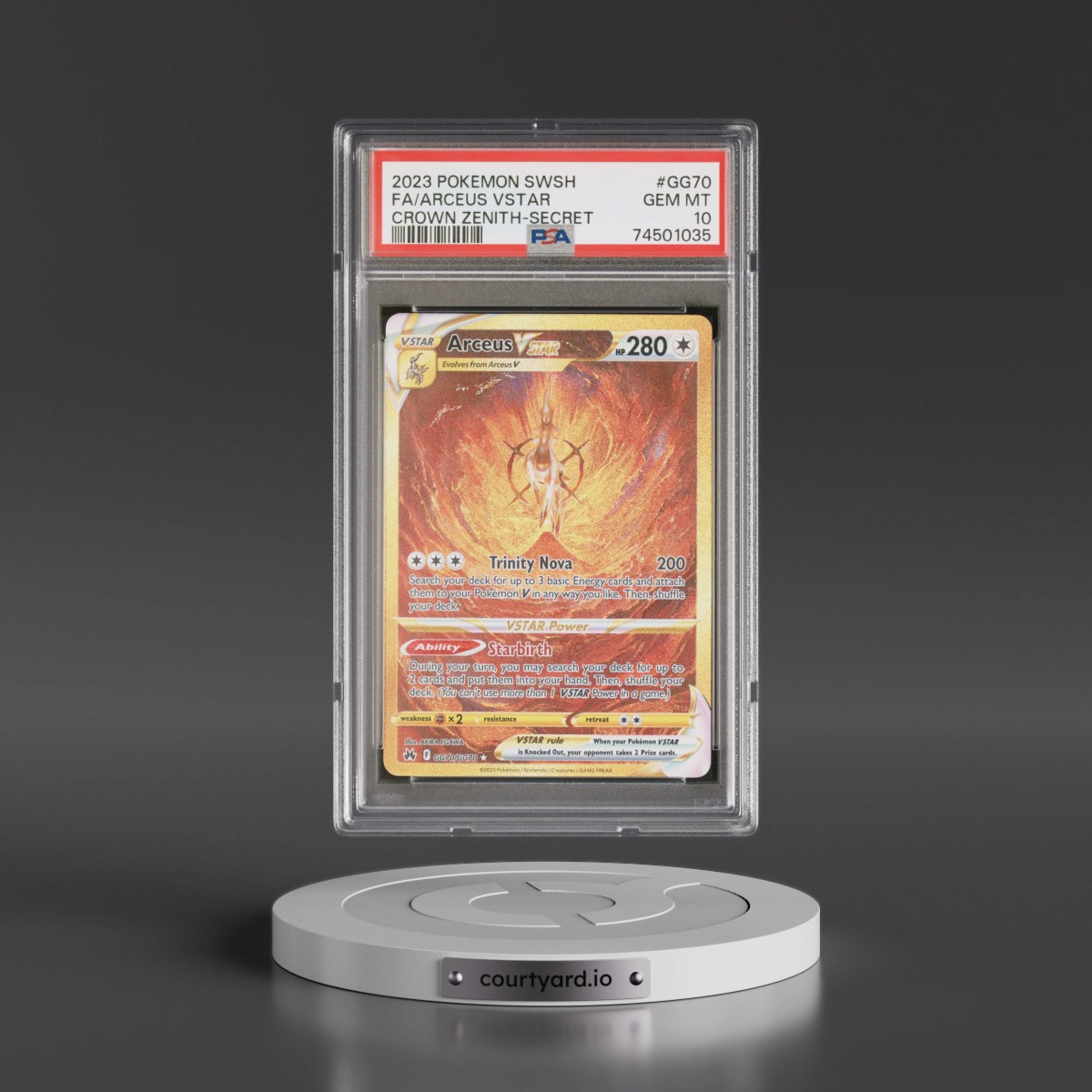 2023 Pokémon Sword and Shield Crown Zenith #GG70 Arceus Vstar - Full Art Secret (PSA 10 GEM MINT)