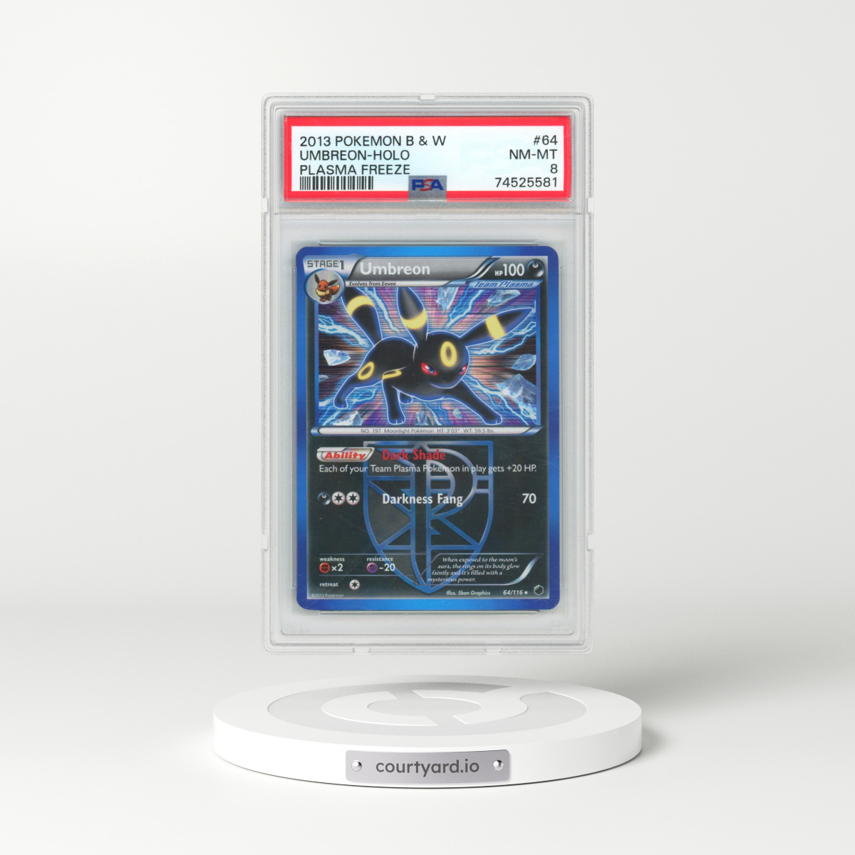 2013 Pokémon Black & White Plasma Freeze #64 Umbreon - Holo (PSA 8 NM-MT)