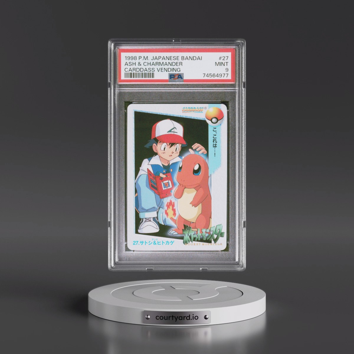 1998 Pokémon Bandai Carddass Vending #27 Ash & Charmander (PSA 9 MINT)