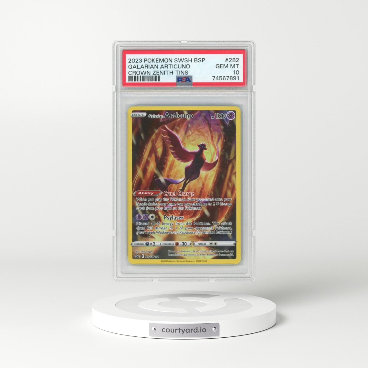2023 Pokémon Swsh Black Star Promo #282 Galarian Articuno - Crown Zenith Tins (PSA 10 GEM MINT)