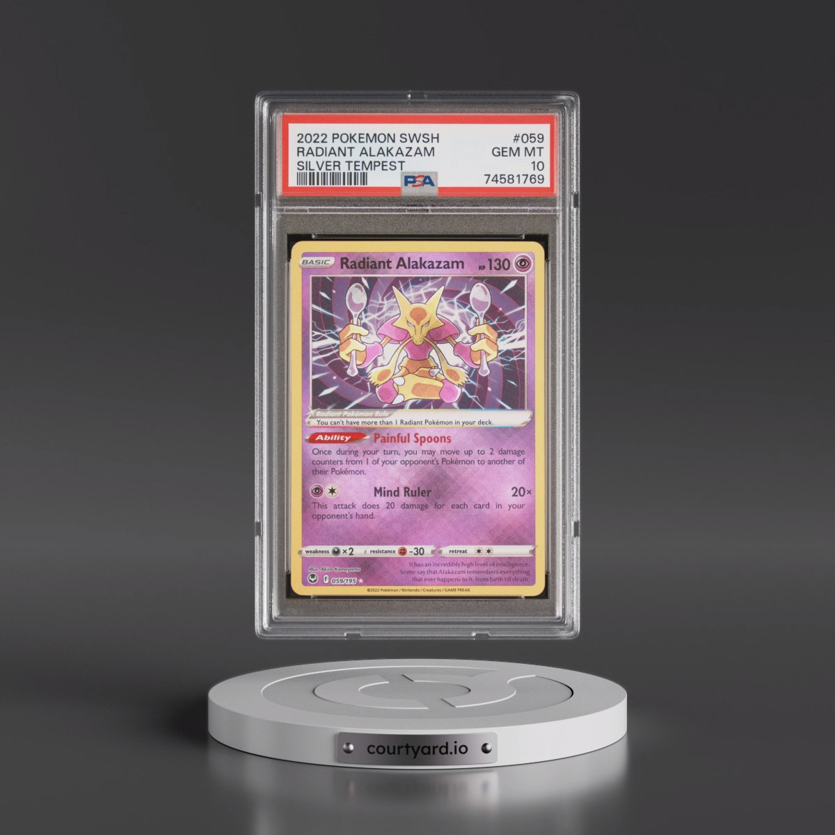 2022 Pokémon Sword & Shield Silver Tempest #059 Radiant Alakazam - Holo (PSA 10 GEM MINT)