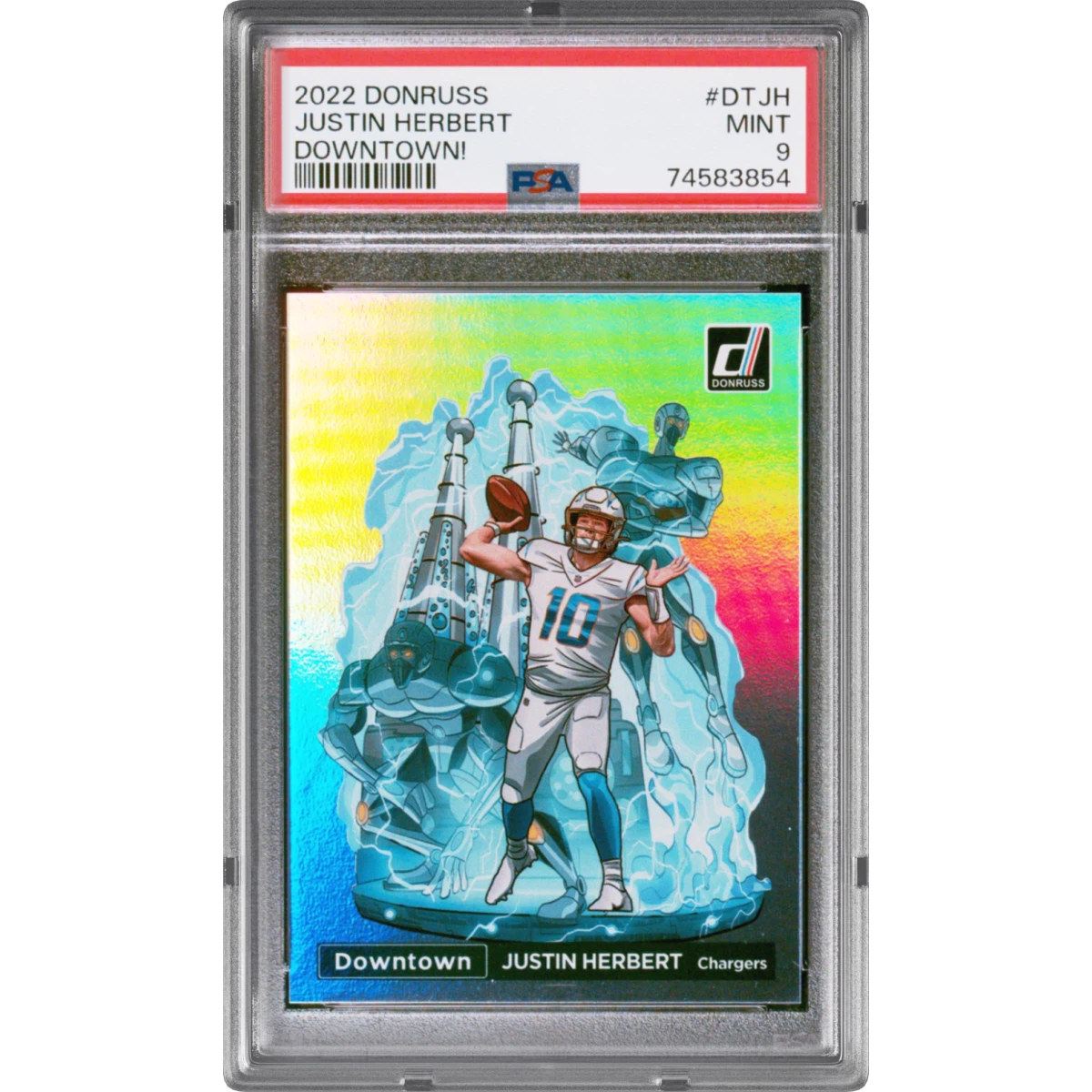 2022 Panini Donruss Downtown #DTJH Justin Herbert (PSA 9 MINT)