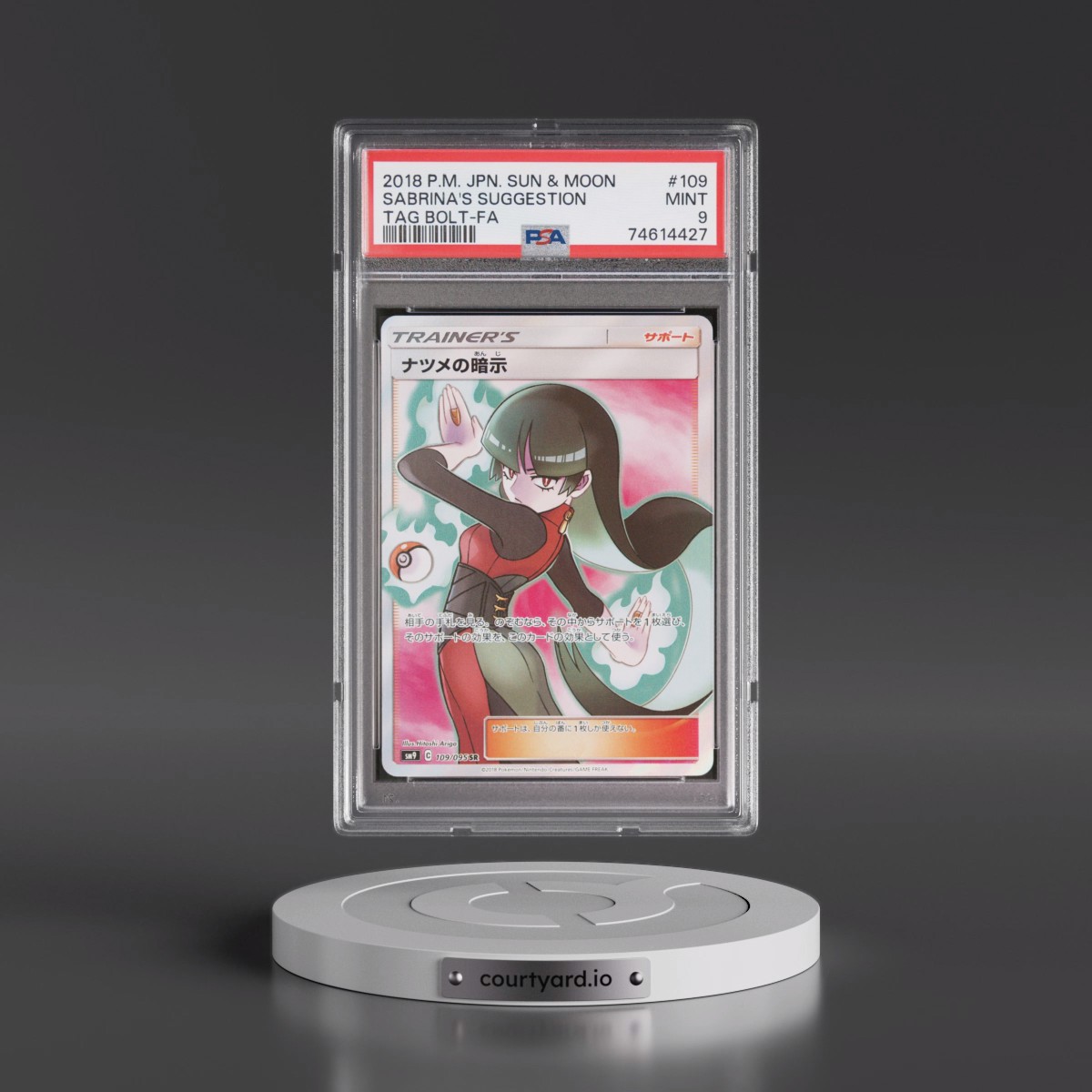 2018 Pokémon Sun & Moon Tag Bolt #109 Sabrina's Suggestion - Full Art (PSA 9 MINT)