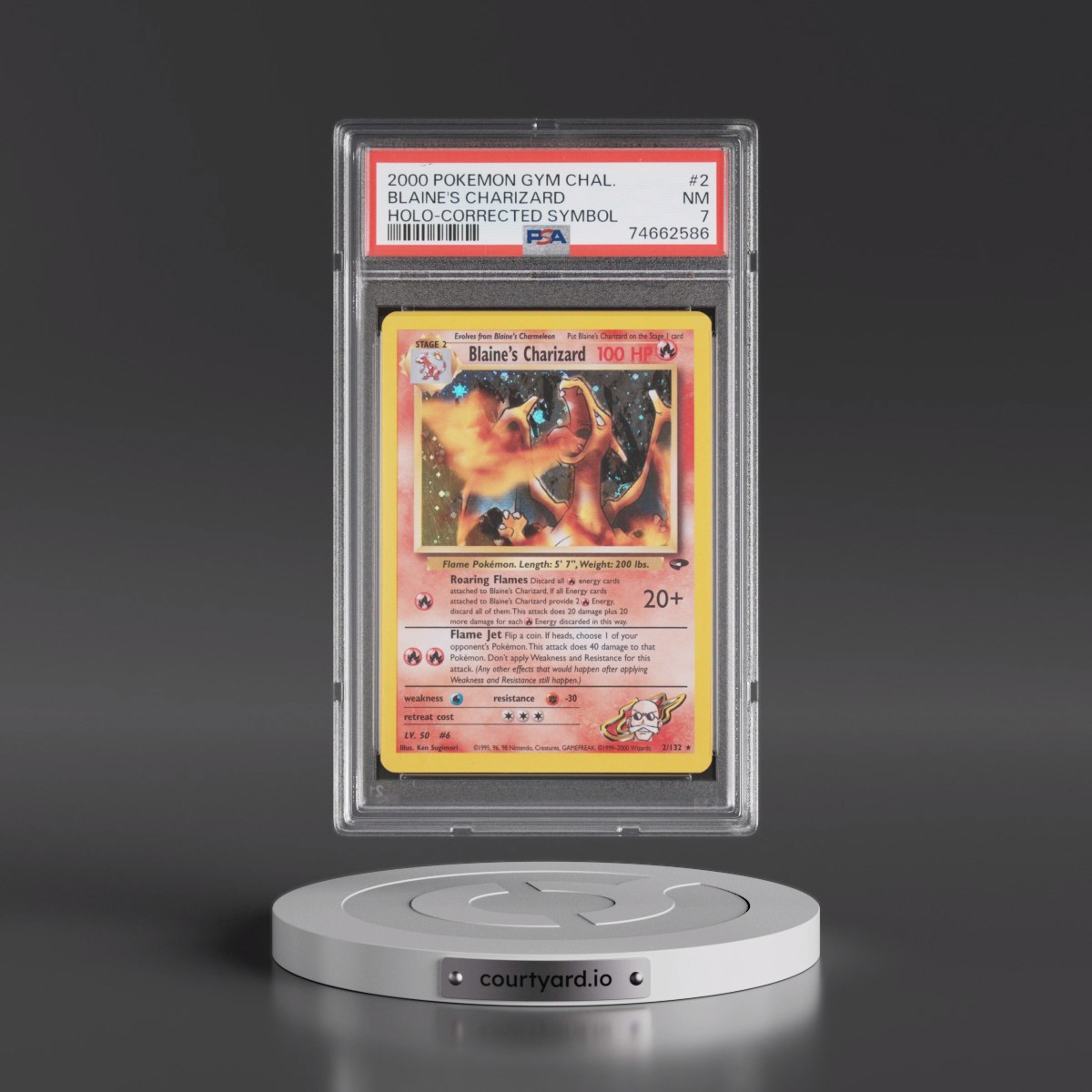 2000 Pokémon Gym Challenge #2 Blaine's Charizard - Holo-Corrected Symbol (PSA 7 NM)