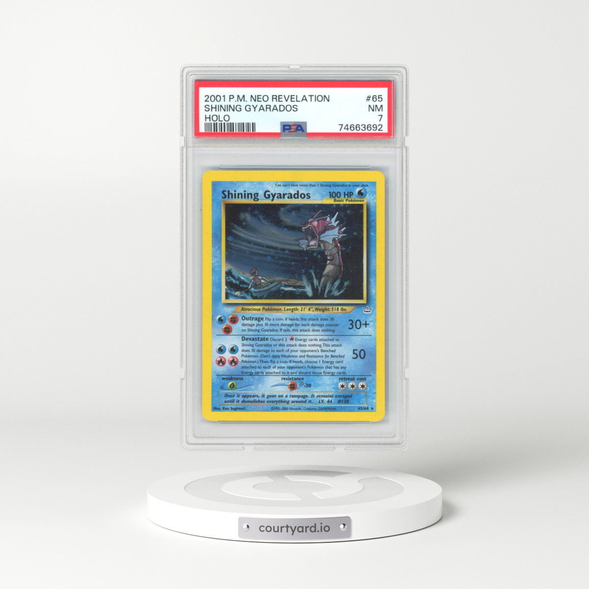 2001 Pokémon Neo Revelation #65 Shining Gyarados - Holo Holo (PSA 7 NM)