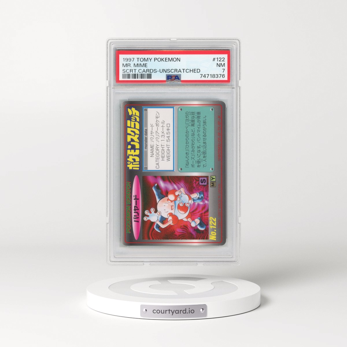 1997 Tomy Pokémon Scratch Cards #122 Mr. Mime - Unscratched (PSA 7 NM)