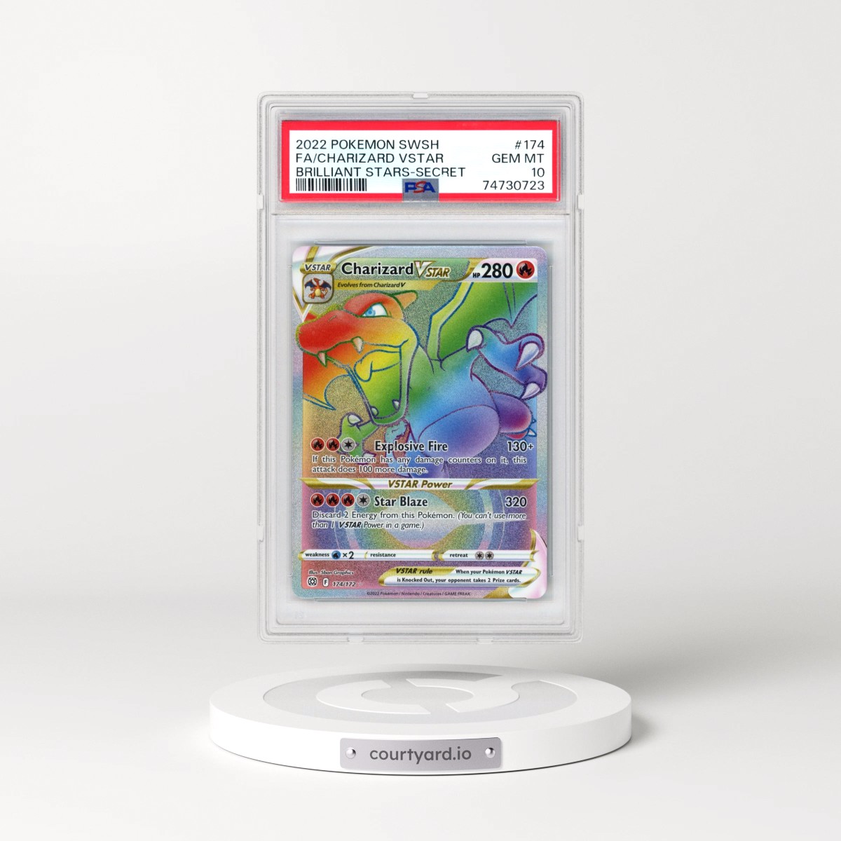 2022 Pokémon Sword & Shield Brilliant Stars #174 Charizard Vstar - Full Art Secret (PSA 10 GEM MINT)