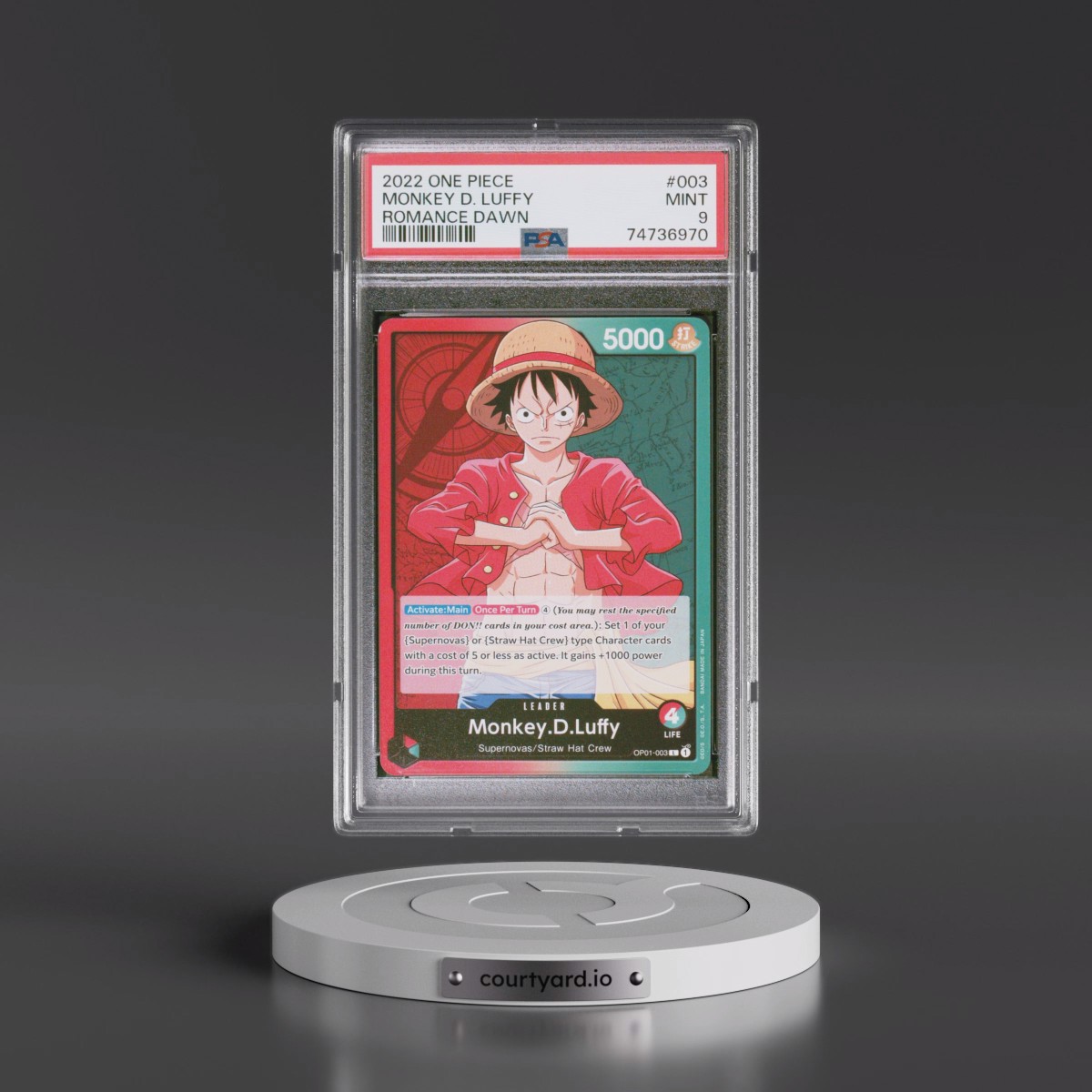 2022 One Piece OP01-Romance Dawn #003 Monkey D. Luffy (PSA 9 MINT)