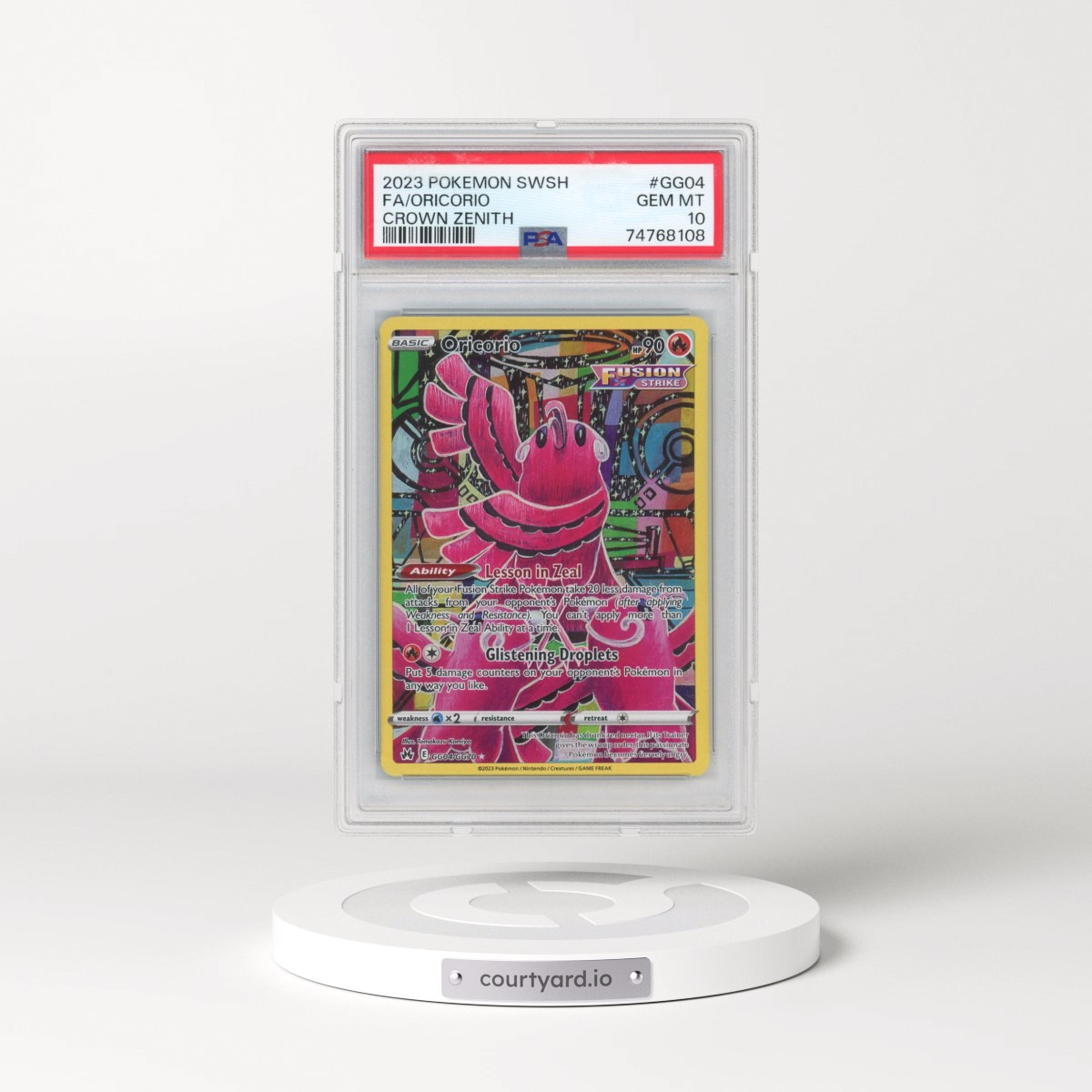 2023 Pokémon Sword and Shield Crown Zenith #GG04 Oricorio - Full Art (PSA 10 GEM MINT)