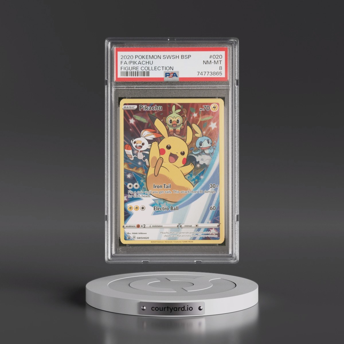 2020 Pokémon Swsh Black Star Promo Pikachu - Full Art Figure Collection #020 PSA 8