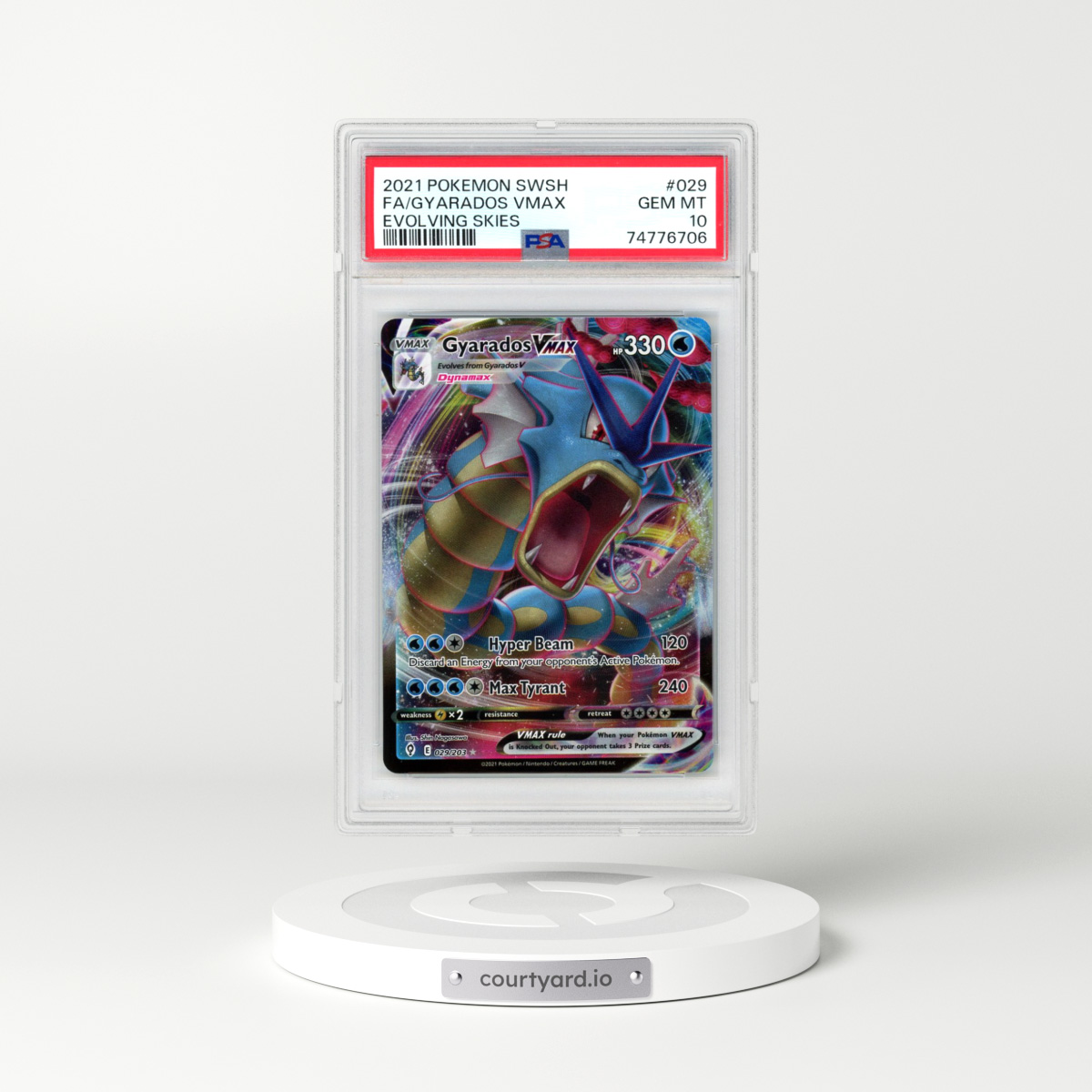 2021 Pokémon Sword & Shield Evolving Skies #029 Gyarados Vmax - Full Art (PSA 10 GEM MINT)