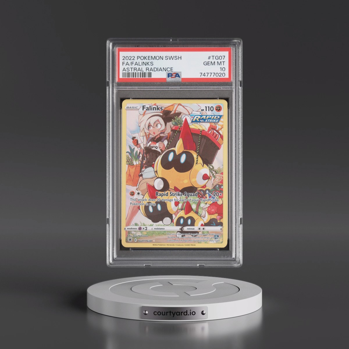 2022 Pokémon Sword & Shield Astral Radiance #TG07 Falinks - Full Art (PSA 10 GEM MINT)