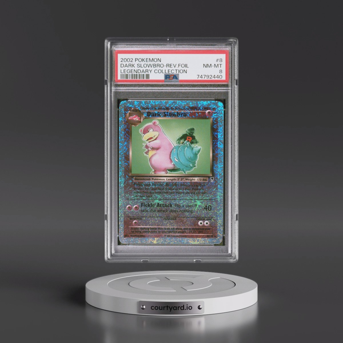 2002 Pokémon Legendary Collection #8 Dark Slowbro - Reverse Foil (PSA 8 NM-MT)