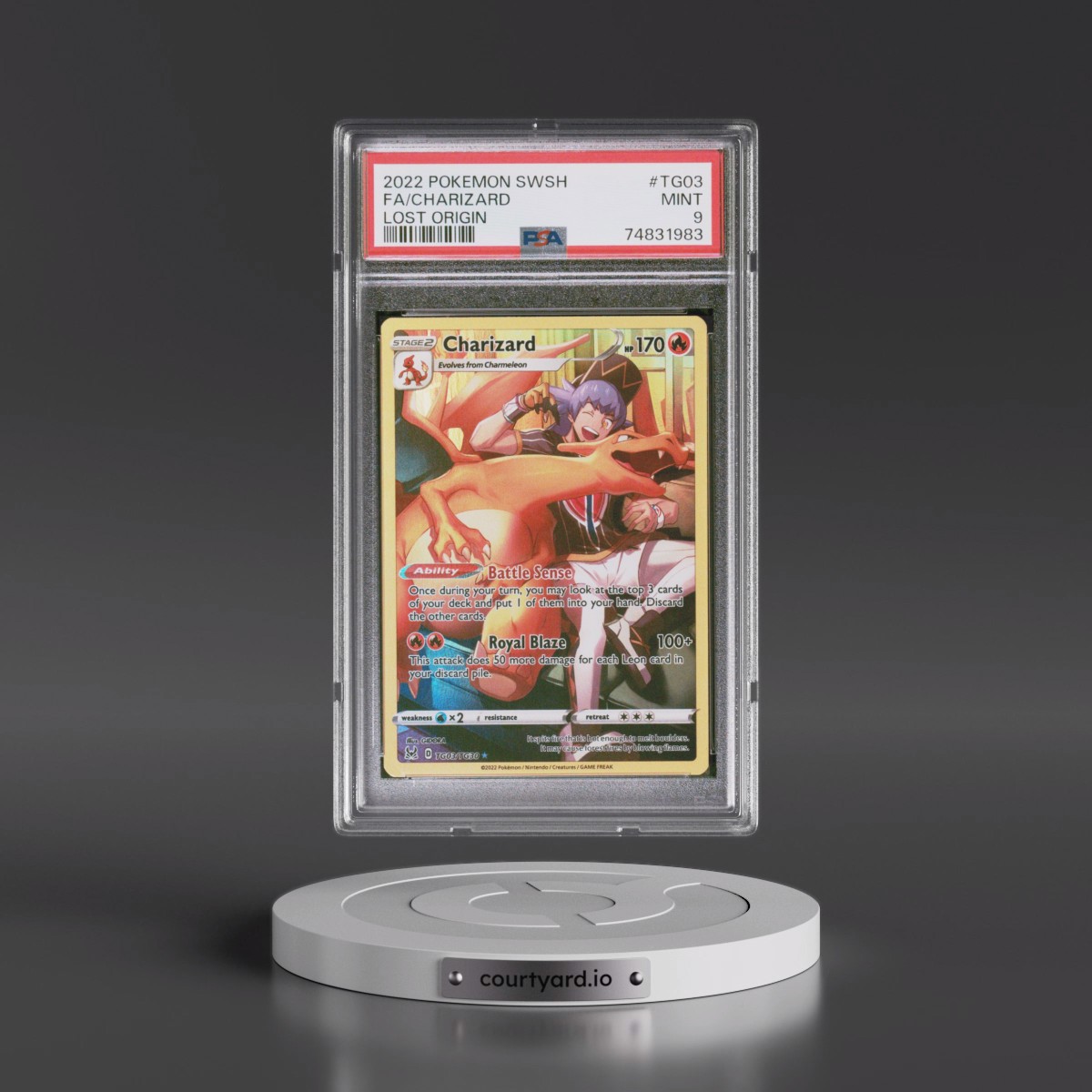 2022 Pokémon Sword & Shield Lost Origin #TG03 Charizard - Full Art (PSA 9 MINT)