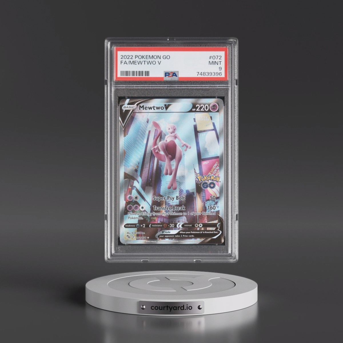 2022 Pokémon Go #072 Mewtwo V - Holo Full Art (PSA 9 MINT)